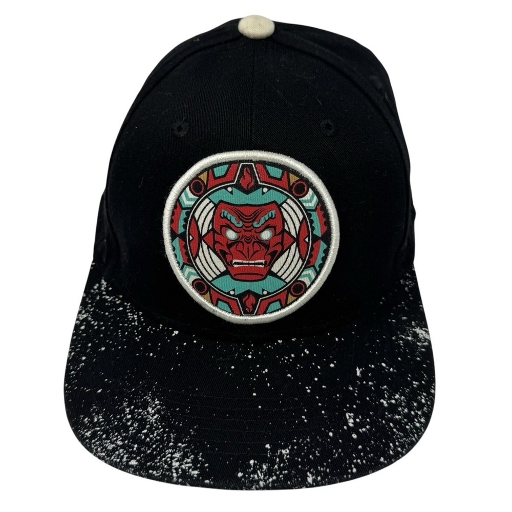 IcooPNY Icoop New York Snapback Hat‎ Black Aztec Oni Mask Paint Splatter